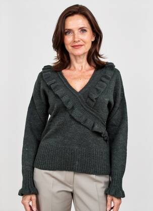 Pull tissage chiné manches longues gris FINETTE femme