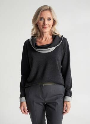 Pull tissage chiné manches longues gris FINETTE femme