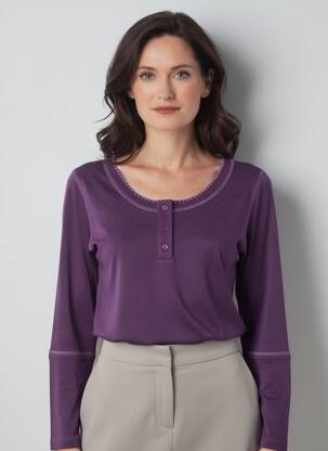 Top stretch manches longues violet FINETTE femme