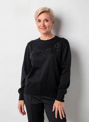 Pull stretch manches longues noir FINETTE femme