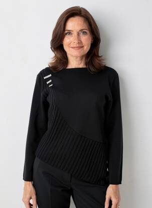 Pull coupe cintrée manches longues noir FINETTE femme