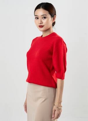 Top stretch manches courtes rouge MONTAGUT femme