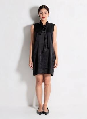 Robe courte sans manche sans manche noir ENTRACTE femme