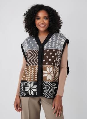 Gilet sans manche fermeture boutonnée sur le devant noir CANNISSE femme