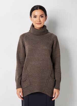 Pull col roulé stretch manches longues vert YERSE femme