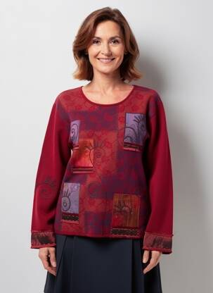 Pull coupe cintrée manches longues rouge FINETTE femme