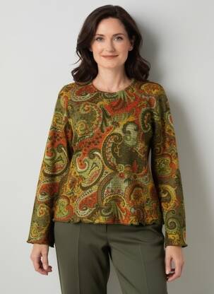 Pull coupe cintrée manches longues vert FINETTE femme