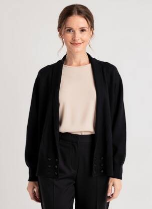 Gilet manches longues resserrée sur le bas noir MONTAGUT femme