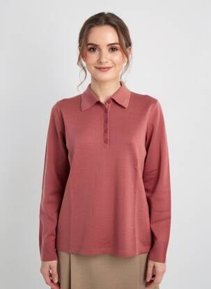 Pull coupe cintrée manches longues rose MAURICE ABOT femme