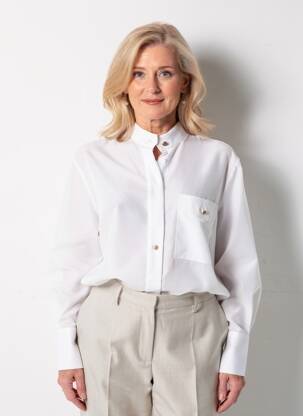 Chemisier tissage crêpe manches longues blanc PIER BÉ femme