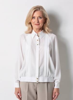 Chemisier tissage crêpe manches longues blanc PIER BÉ femme