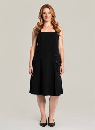 Robe mi-longue doublure fines bretelles noir PAUL BRIAL femme