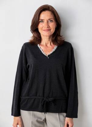 Pull tissage chiné manches longues gris FINETTE femme