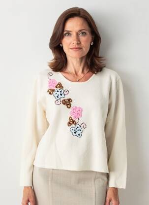 Pull coupe cintrée manches longues beige FINETTE femme