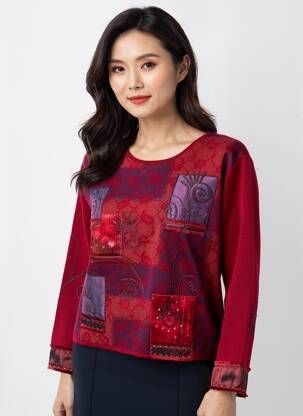 Pull coupe cintrée manches longues rouge FINETTE femme
