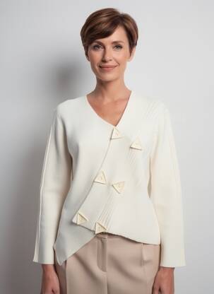 Pull coupe cintrée manches longues beige FINETTE femme