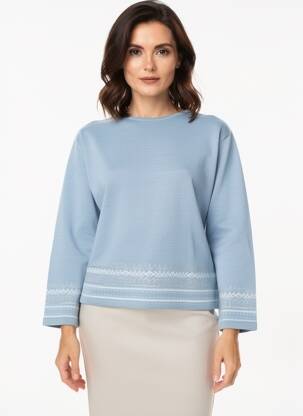 Pull tissage chiné manches longues bleu ARMOR LUX femme