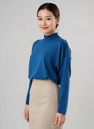 Pull coupe cintrée manches longues bleu MONTAGUT femme