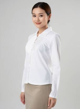Chemisier coupe cintrée manches longues blanc YERSE femme