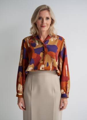 Chemisier tissage crêpe manches longues marron CLAUDE DE SAIVRE femme