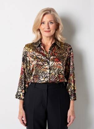 Chemisier tissage crêpe manches 3/4 noir CLAUDE DE SAIVRE femme