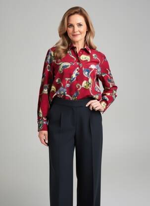 Chemisier imprimé fleurs manches longues rouge PIER BÉ femme