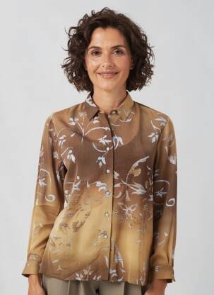 Chemisier tissage crêpe manches longues marron PIER BÉ femme