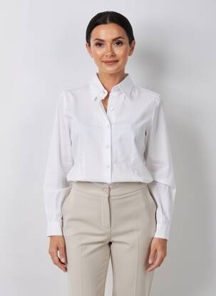 Chemisier coupe cintrée manches longues blanc ENTRACTE femme