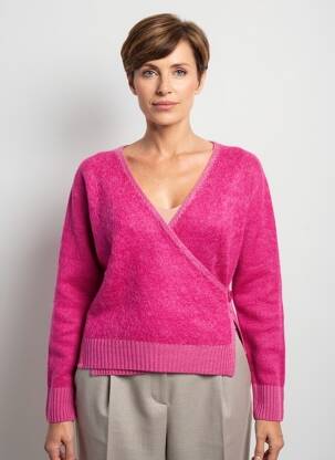 Gilet manches longues resserrée sur le bas rose FINETTE femme