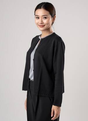 Gilet manches longues col rond noir MONTAGUT femme
