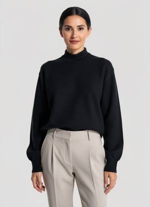 Pull stretch manches longues noir MONTAGUT femme