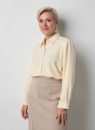 Chemisier tissage crêpe manches longues jaune PRUNELLE femme