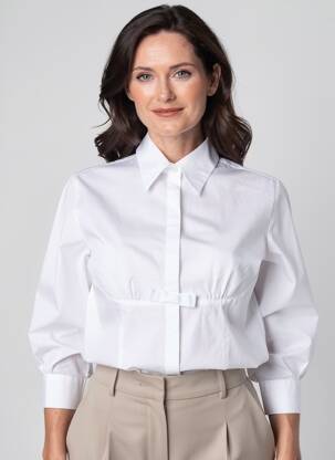 Chemisier coupe cintrée manches longues blanc FINETTE femme