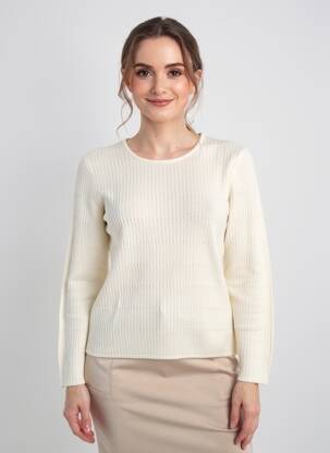 Pull coupe cintrée manches longues beige ESTEREL femme