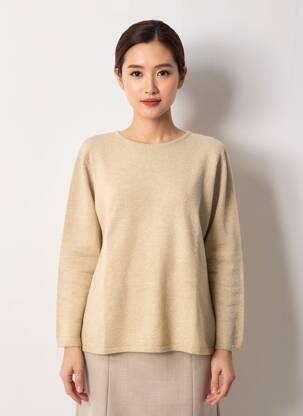 Pull tissage chiné manches longues beige ARMOR LUX femme