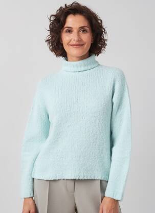Pull col roulé stretch manches longues bleu KATMAI femme