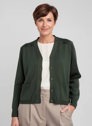 Gilet manches longues stretch vert EDWIGE femme