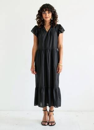 Robe longue manches courtes manches courtes noir SOYACONCEPT femme
