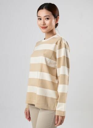 Sweat-shirt stretch manches longues beige SOYACONCEPT femme