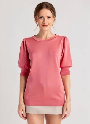 Pull stretch manches courtes rose SOYACONCEPT femme