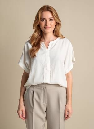 Blouse tissage popeline manches courtes beige SOYACONCEPT femme