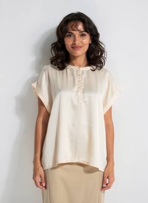 Blouse coupe fluide manches courtes beige SOYACONCEPT femme