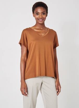 T-shirt coupe droite manches courtes marron SOYACONCEPT femme