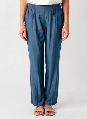 Pantalon droit tissage crêpe taille normale bleu GRIFFON femme