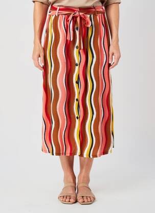 Jupe mi-longue taille normale orange ÉTYMOLOGIE femme