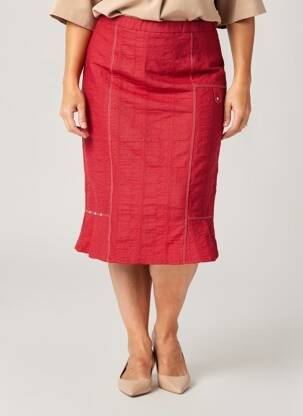 Jupe mi-longue stretch rouge GUY DUBOUIS femme
