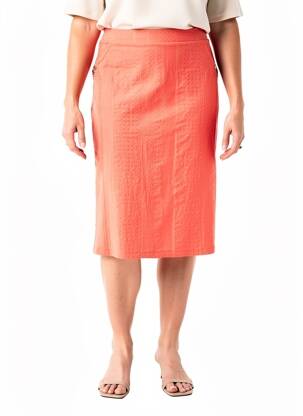 Jupe mi-longue stretch orange GRIFFON femme