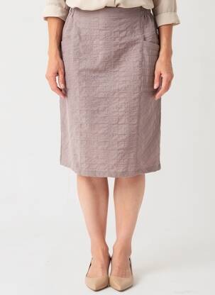 Jupe mi-longue coupe droite marron GRIFFON femme