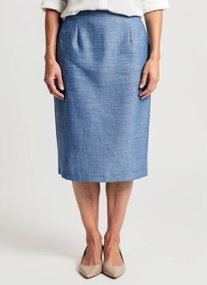 Jupe mi-longue coupe droite bleu GRIFFON femme