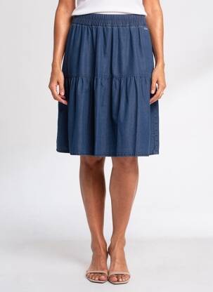 Jupe mi-longue stretch bleu AGATHE & LOUISE femme